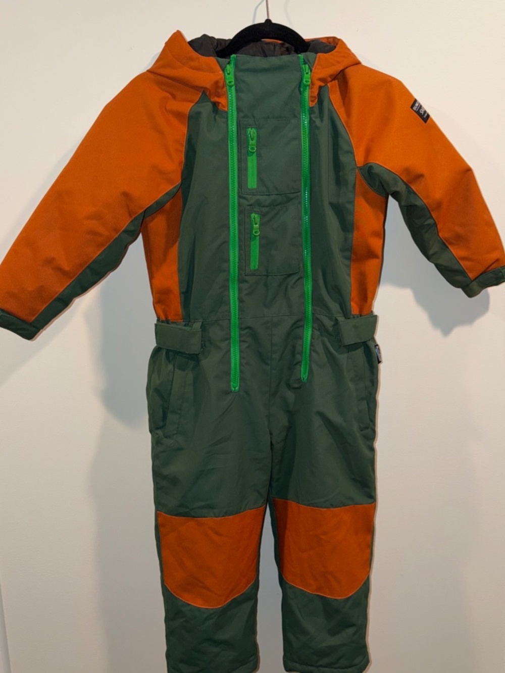 Bumdeep Unisex Ski Suit Snowboarding Size 125 Cm Olive/Orange Blue Magic EUC